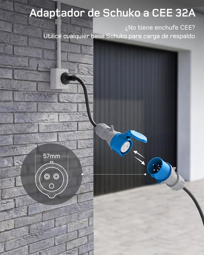 dé Cargador Coche Electrico 7,4 kW App [6m, Monofásico, 6A-32A] Tipo 2 CEE