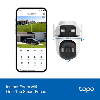 Cámara Exterior Doble Lente Tapo C545D | 2K+2K y Cobertura 360°