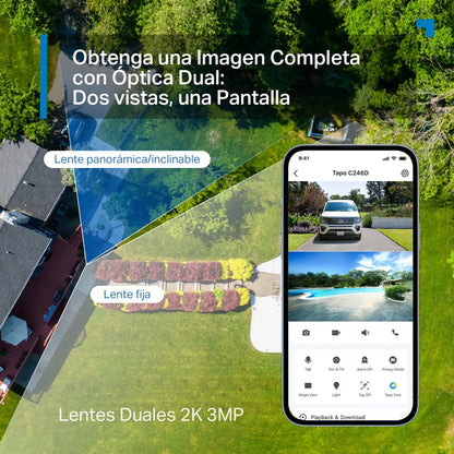 Cámara Exterior/Interior Doble Lente Tapo C246D | 2K QHD y 360°
