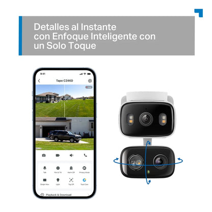 Cámara Exterior/Interior Doble Lente Tapo C246D | 2K QHD y 360°