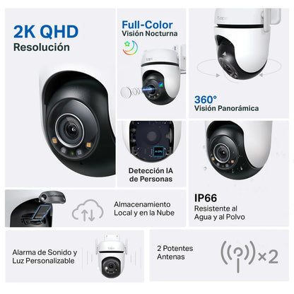 Cámara Exterior 360° Tapo C520WS | 2K QHD con Visión Nocturna Starlight