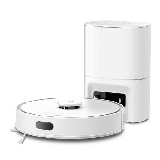 Tapo RV30 MAX Plus - Robot Aspirador 5300Pa, Base de Autovaciado, Navegación Láser LiDAR y Mapeo Inteligente, Limpieza 4 en 1: Barre, Aspira, Friega y Pasa la Mopa, Control por Voz y App,Blanco