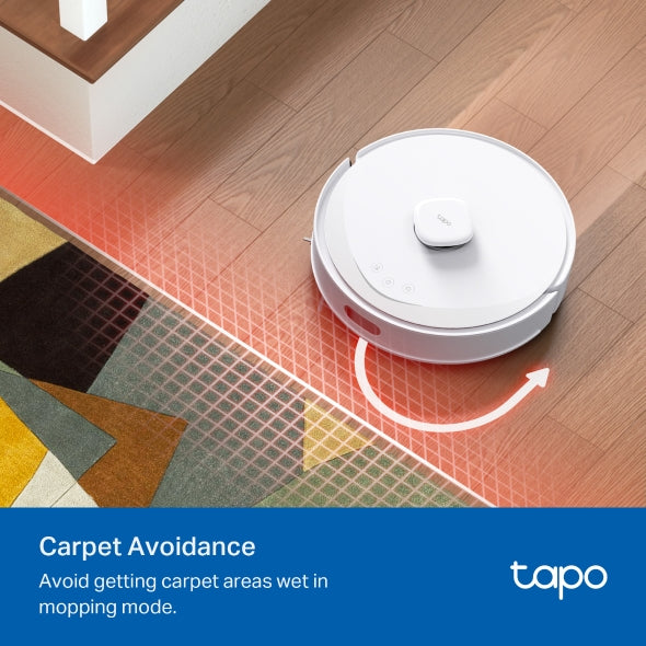 Tapo RV30 MAX Plus - Robot Aspirador 5300Pa, Base de Autovaciado, Navegación Láser LiDAR y Mapeo Inteligente, Limpieza 4 en 1: Barre, Aspira, Friega y Pasa la Mopa, Control por Voz y App,Blanco