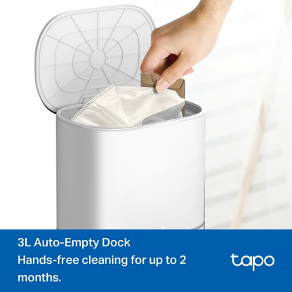 Tapo RV30 MAX Plus - Robot Aspirador 5300Pa, Base de Autovaciado, Navegación Láser LiDAR y Mapeo Inteligente, Limpieza 4 en 1: Barre, Aspira, Friega y Pasa la Mopa, Control por Voz y App,Blanco