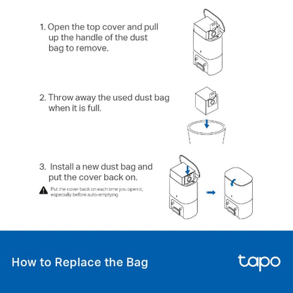 Tapo RVA202 Bolsas desechables para aspiradora robótica, compatibles con los modelos Tapo RV30 Max Plus y Tapo RV20 Max Plus, 5 unidades