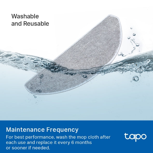 Tapo RVA301 Paño de fregona lavable para aspiradora robótica Tapo, Compatible con Tapo RV30 Max Plus, Tapo RV30 Max, Tapo RV20 Max Plus, Tapo RV20 Max