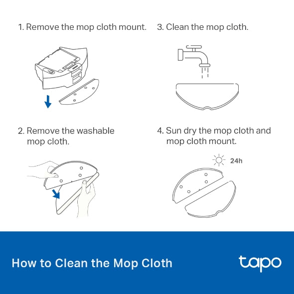 Tapo RVA301 Paño de fregona lavable para aspiradora robótica Tapo, Compatible con Tapo RV30 Max Plus, Tapo RV30 Max, Tapo RV20 Max Plus, Tapo RV20 Max