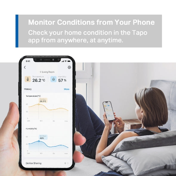 Tapo TP-Link T310 Sensor de Temperatura y Humedad WiFi Inteligente, Alta Precisión, Control a Distancia, Bateria Larga Duración (Requiere Hub)