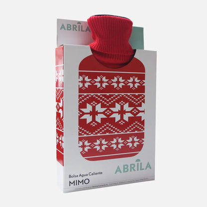 Bolsa Térmica de Agua Caliente Mimo 1.7L - Con Funda Navideña Roja de Tejido Suave | 20x32x4 cm