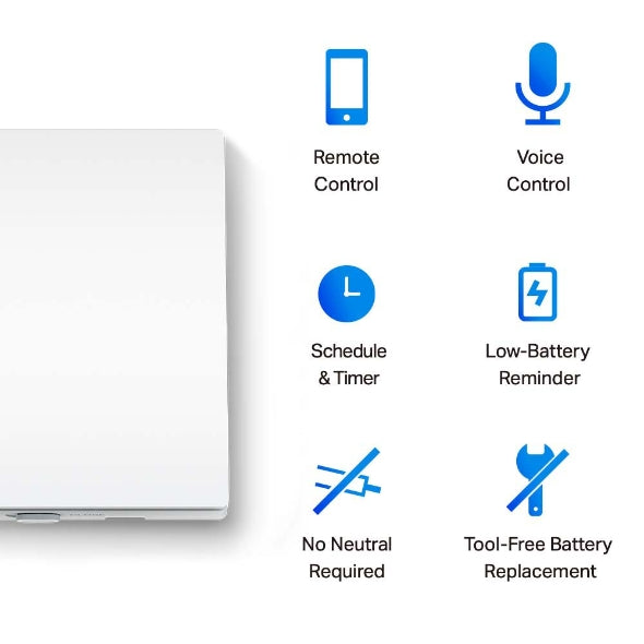 TP-Link Interruptor de luz WiFi Inteligente, Interruptor de Persianas LED WiFi, Compatible con Alexa y Google Assistant, No Necesita Cable Neutro, Fácil instalación, 1 Gang 1 vía