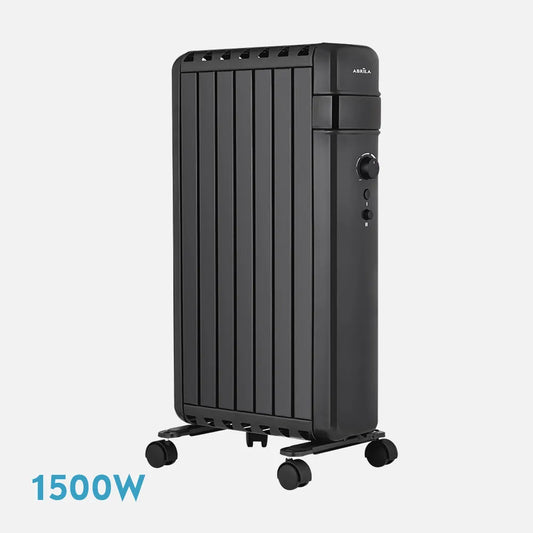 Radiador de Aceite Portátil Polonia 1500W con Aletas Cerradas - 7 Módulos con Protección de Seguridad y Termostato | 63.5x37.5x24.5 cm