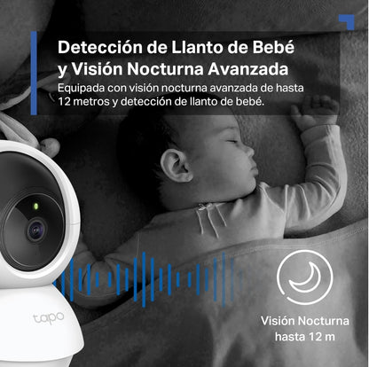 Tapo C200 - Cámara IP WiFi 360° Cámara de Vigilancia FHD 1080p,Visión Nocturna, Notificaciones en Tiempo Real, Admite Tarjeta SD,Detección de Movimiento,Control Remoto,Compatible con Alexa