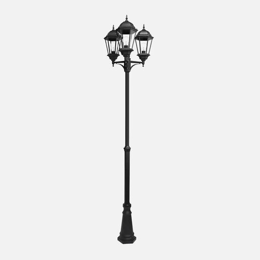 Farola Exterior Aluminio Regulus 3xe27 Negro 230x60x60 Cm Regulable En Altura Ip44