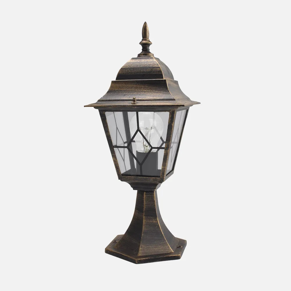 Sobremuro Exterior Aluminio Bootes 1xe27 Neg/oro 44x18,5x18,5 Cm Ip4