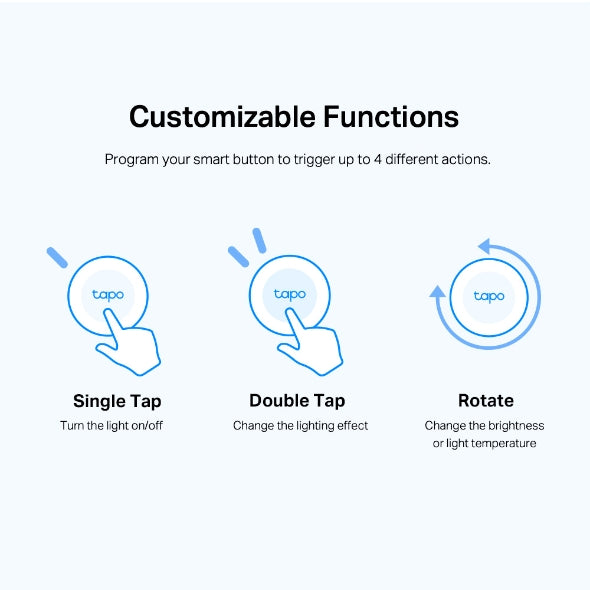 TP-Link Tapo S200B Botón Inteligente, Acciones Personalizadas, Control Inteligente Dispositivos, Activación Alarma con un Clic, Batería de Larga Duración, Hub Requerido, Blanco