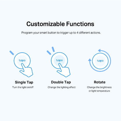 TP-Link Tapo S200B Botón Inteligente, Acciones Personalizadas, Control Inteligente Dispositivos, Activación Alarma con un Clic, Batería de Larga Duración, Hub Requerido, Blanco