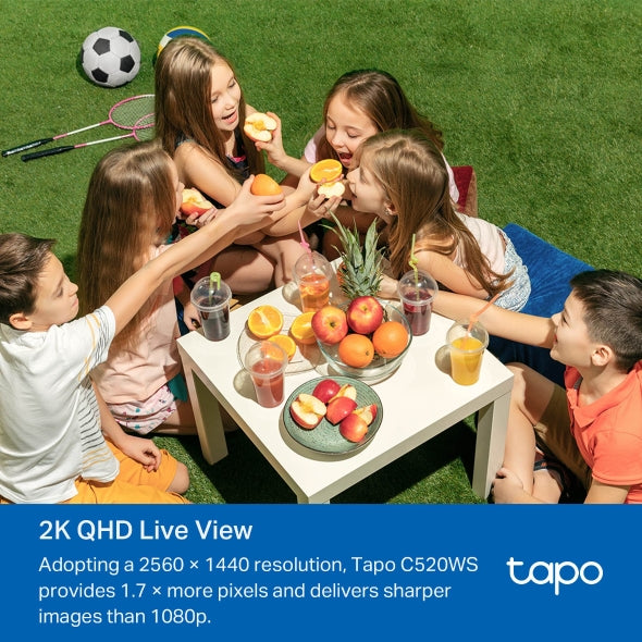 Tapo C520WS - Cámara Vigilancia Wi-Fi Exterior 360°, Resolución 2K QHD, Visión Nocturna en Color Starlight, Detección IA Múltiple, Seguimiento de Movimiento, IP66