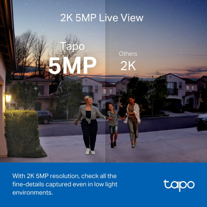 Tapo D230S1, Timbre de Video con batería, 2K 5MP, detección de IA, visión Nocturna en Color, Campo de visión Amplio, batería extraíble, con Timbre