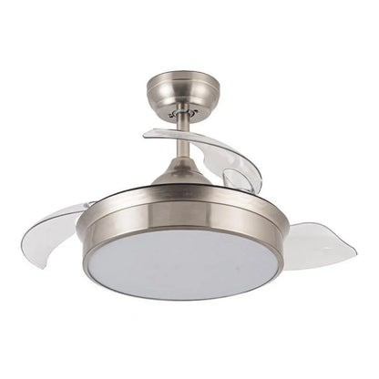 Ventilador de Techo LED Messe 72W Niquel DC Ultra Silencioso con Mando a Distancia y Palas Retráctiles