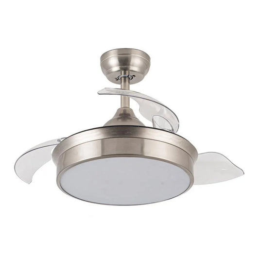 Ventilador de Techo LED Messe 72W Niquel DC Ultra Silencioso con Mando a Distancia y Palas Retráctiles