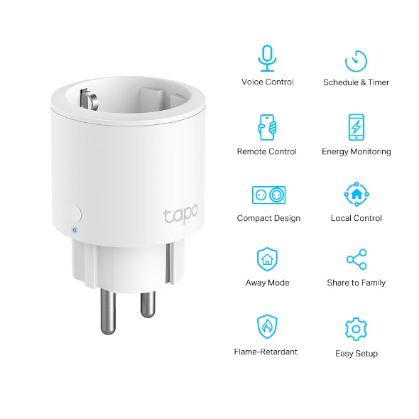 Tapo TP-Link P115 - Mini Enchufe Inteligente Wi-Fi con Monitoreo Energético, Programar el Encendido/Apagado, Ahorro Energía, Compatible con Alexa y Google Home, Color Blanco