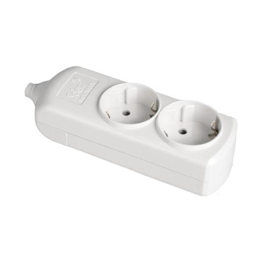 BASE MULTIPLE 2 TOMAS 2P+T,16A 250V .MAX.3680W COLOR BLANCO EMBORNAMIENTO FACIL ACCESO C/AGUJEROS FI