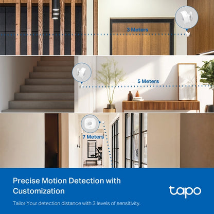 Tapo TP-Link T100 - Detector de Movimiento WiFi, Amplia Cobertura, Sensor de Alarma Antirrobo,Rotación 120º, Montaje Magnético, Control App, Requiere Hub