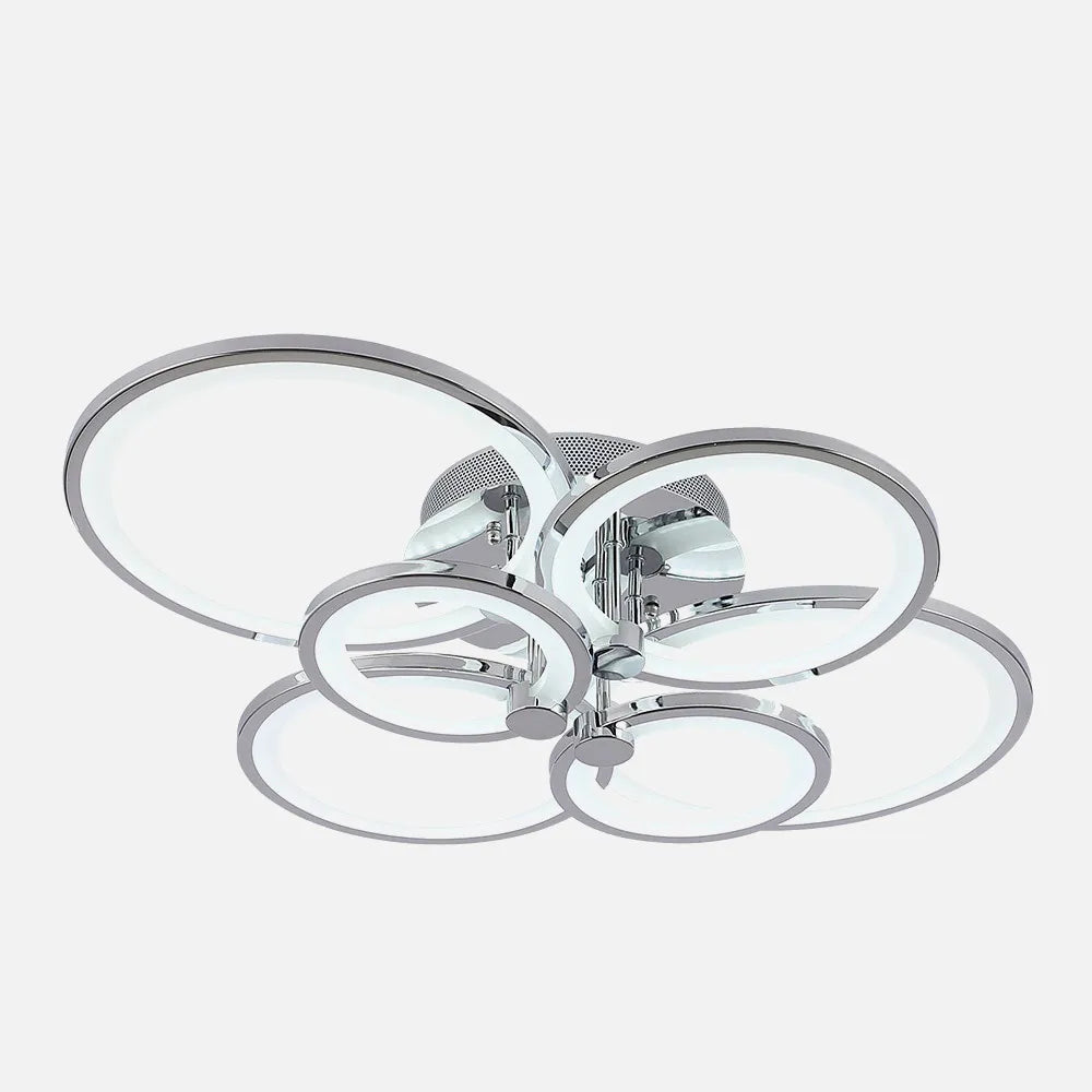 Lámpara Plafon Sydney 134w 3000-4000-6500k Cromo 17x74x57 Cm 18090lm Regulable,memoria Y Control remoto