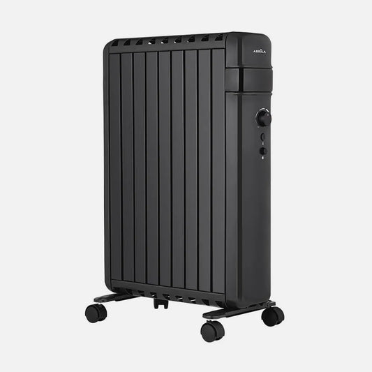 Radiador Aceite Polonia 2000w Negro Aletas Cerradas 9elementos 3Potencias Antivuelco Prot.seguridad 63,5x45x24,5 Cm