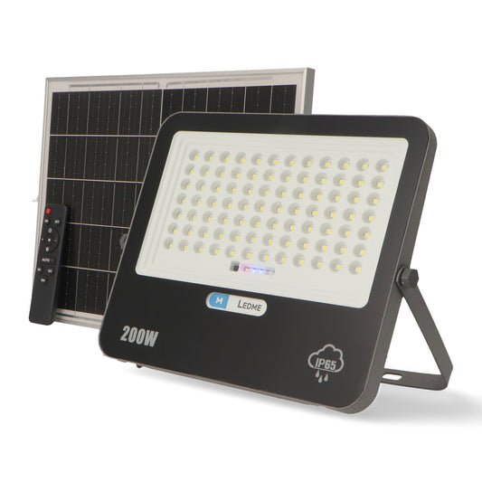 Foco Proyector LED Solar 200W IP65 con Sensor Crepuscular y Control Remoto