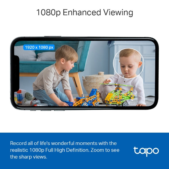 Tapo – Cámara de vigilancia Wi-Fi de Interior 1080P, para bebés y Mascotas, visión Nocturna, detección de Movimiento, Audio bidireccional, Almacenamiento en SD, Compatible con Alexa, Blanco