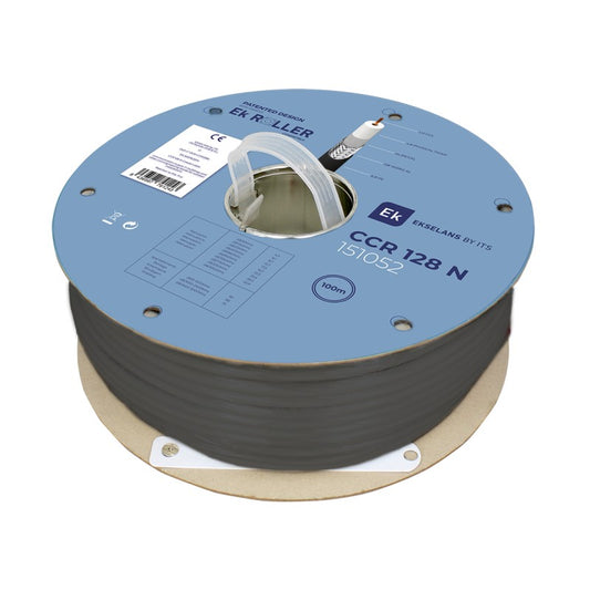 Cable coaxial. 6,9mm conductor ccs 1,13mm. 128 hilos. pe negro. 100m