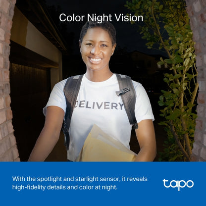 Tapo D230S1, Timbre de Video con batería, 2K 5MP, detección de IA, visión Nocturna en Color, Campo de visión Amplio, batería extraíble, con Timbre