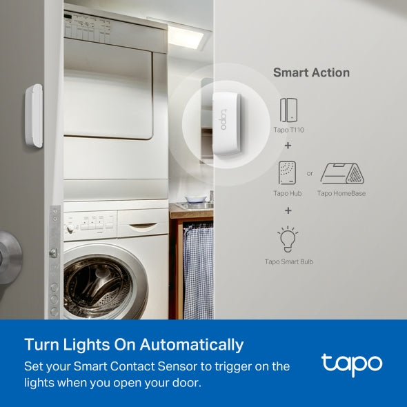 Tapo TP-Link T110 - Sensor de Contacto Inteligente, Domótica, Ahorro de Energía, Batería Larga Duración, Alertas de Intrusos, Requiere Hub