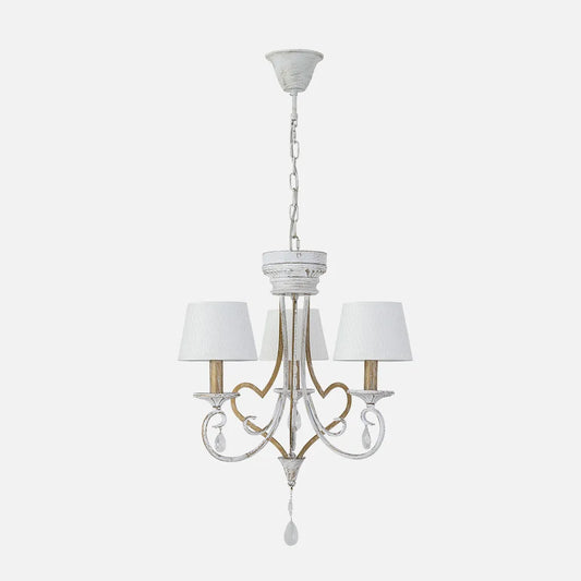 Lampara Crasas con portalámparas 3xE14 Blanco/oro Regx49x49 Cm