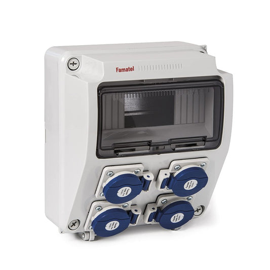 Caja 9 modulos con tomas: 4 schuko ip44