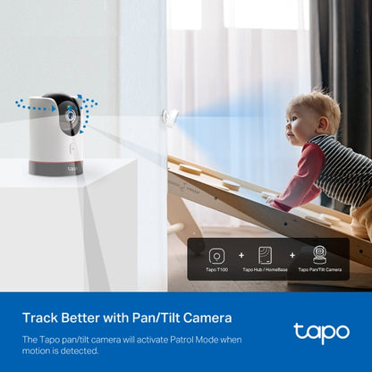 Tapo TP-Link T100 - Detector de Movimiento WiFi, Amplia Cobertura, Sensor de Alarma Antirrobo,Rotación 120º, Montaje Magnético, Control App, Requiere Hub
