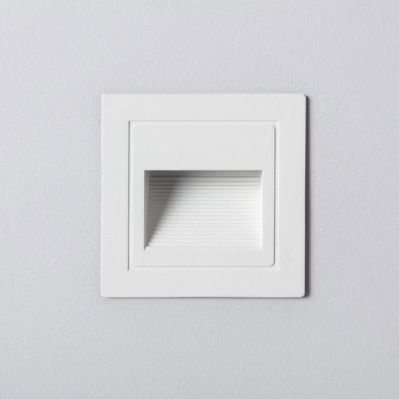 Baliza Exterior LED 3W Empotrable Pared Cuadrado Blanco Wabi