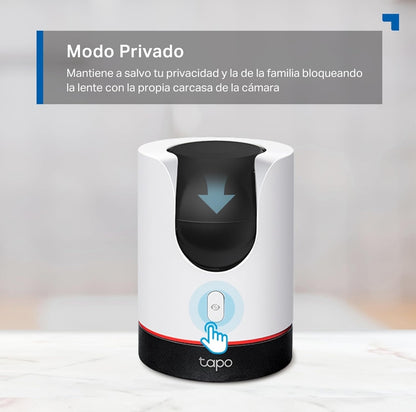Tapo C225 - IA Cámara Vigilancia 360°, 2K QHD,Inteligente de IA, Visión Nocturna, Audio Bidireccional, Detección Movimiento, Admite Tarjeta SD 512G, Control Remoto, Fácil configuración