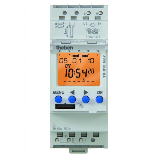 Interruptor horario digital 1 canal 56 memorias prog. obelisk term. conexion rapida,16 a 12-24v