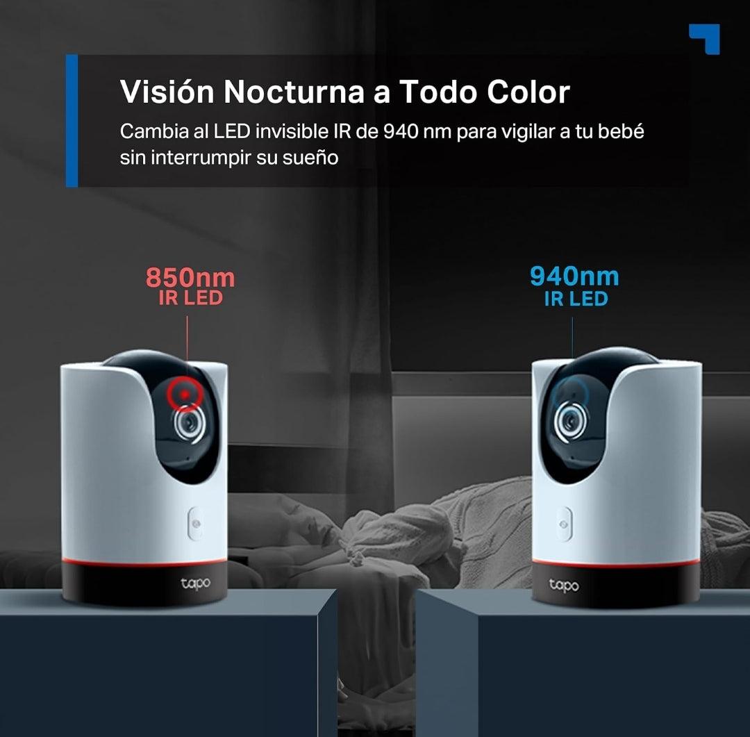 Tapo C225 - IA Cámara Vigilancia 360°, 2K QHD,Inteligente de IA, Visión Nocturna, Audio Bidireccional, Detección Movimiento, Admite Tarjeta SD 512G, Control Remoto, Fácil configuración