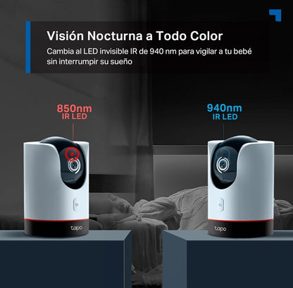 Tapo C225 - IA Cámara Vigilancia 360°, 2K QHD,Inteligente de IA, Visión Nocturna, Audio Bidireccional, Detección Movimiento, Admite Tarjeta SD 512G, Control Remoto, Fácil configuración