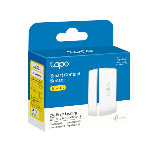 Tapo TP-Link T110 - Sensor de Contacto Inteligente, Domótica, Ahorro de Energía, Batería Larga Duración, Alertas de Intrusos, Requiere Hub