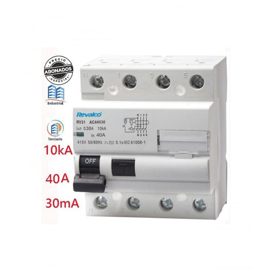 Diferencial Trifásico 4P 40A 30mA | Protección 10 kA