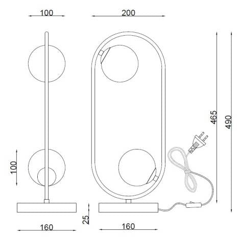 Lámpara de Mesa Metal y Cristal Moonlight Brass 2 Focos