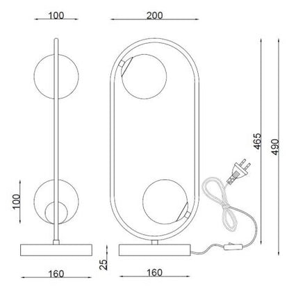 Lámpara de Mesa Metal y Cristal Moonlight Brass 2 Focos