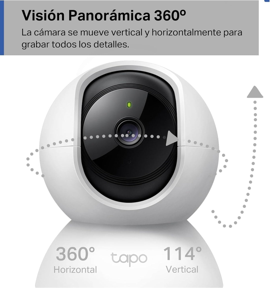 Tapo C200 - Cámara IP WiFi 360° Cámara de Vigilancia FHD 1080p,Visión Nocturna, Notificaciones en Tiempo Real, Admite Tarjeta SD,Detección de Movimiento,Control Remoto,Compatible con Alexa