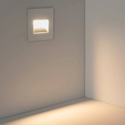 Baliza Exterior LED 3W Empotrable Pared Cuadrado Blanco Wabi