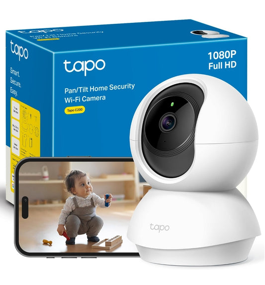 Tapo C200 - Cámara IP WiFi 360° Cámara de Vigilancia FHD 1080p,Visión Nocturna, Notificaciones en Tiempo Real, Admite Tarjeta SD,Detección de Movimiento,Control Remoto,Compatible con Alexa