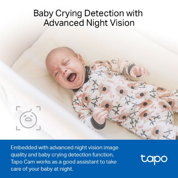Tapo – Cámara de vigilancia Wi-Fi de Interior 1080P, para bebés y Mascotas, visión Nocturna, detección de Movimiento, Audio bidireccional, Almacenamiento en SD, Compatible con Alexa, Blanco